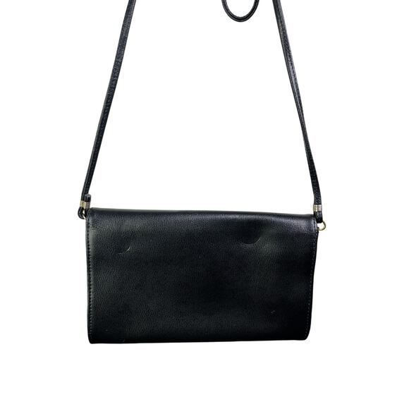 Hexagona Paris Handbag Womens Black Leather Removable Strap Old Money - Picture 5 of 8